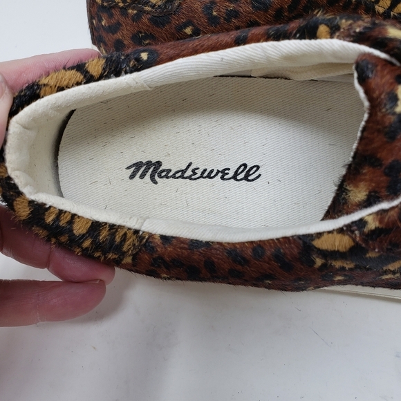 Madewell Sidewalk Low-Top Sneakers Painted Leopard Colorblock Calf Hair size 7 - Picture 7 of 10
